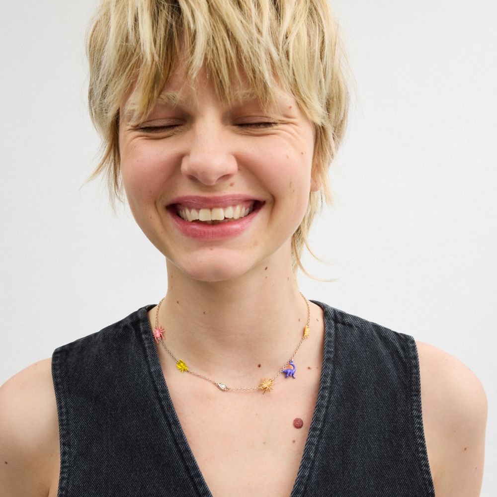 Silver/Multi Coach Bug Charm Necklace | COH866131