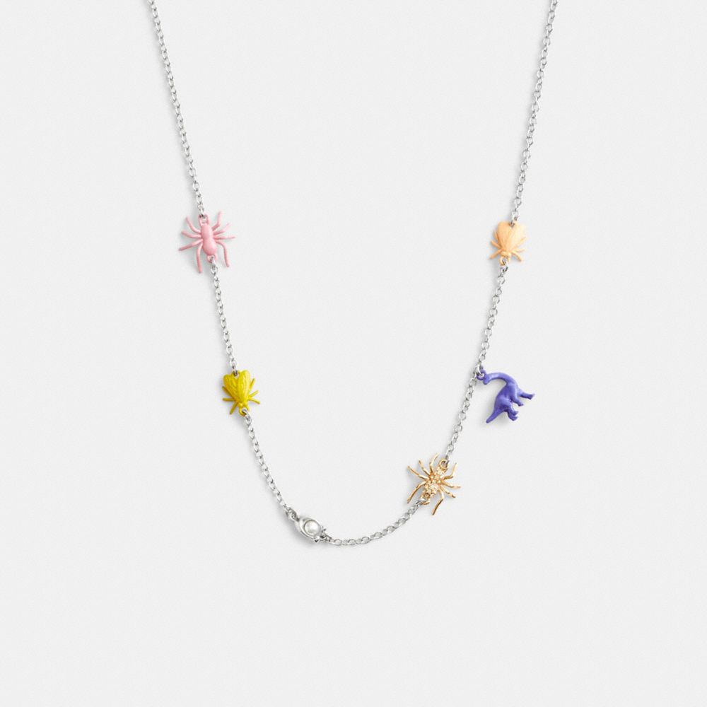 Silver/Multi Coach Bug Charm Necklace | COH866131