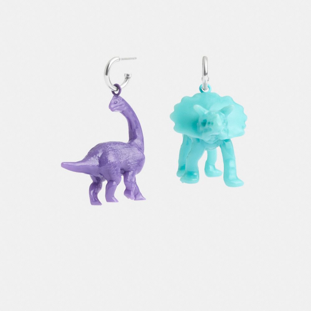 Silver/Multi Coach Dinosaur Mismatch Earrings | COH866185