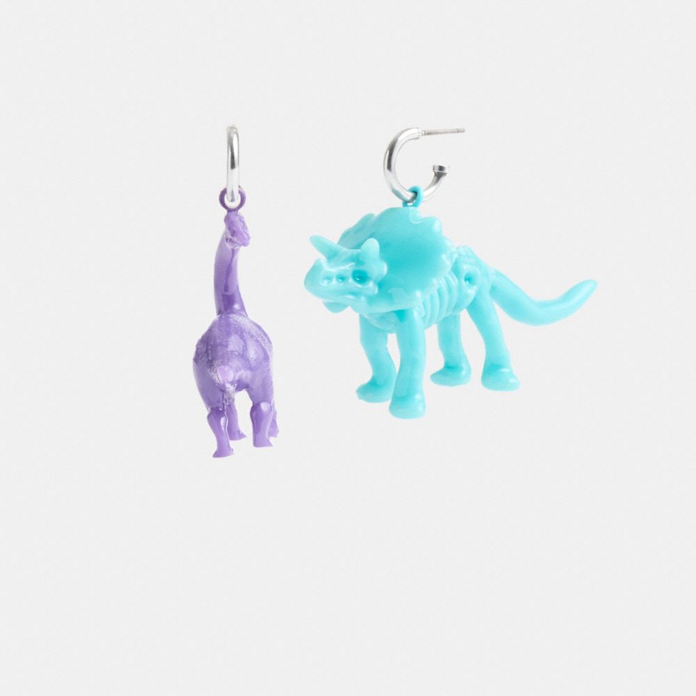 Silver/Multi Coach Dinosaur Mismatch Earrings | COH866185