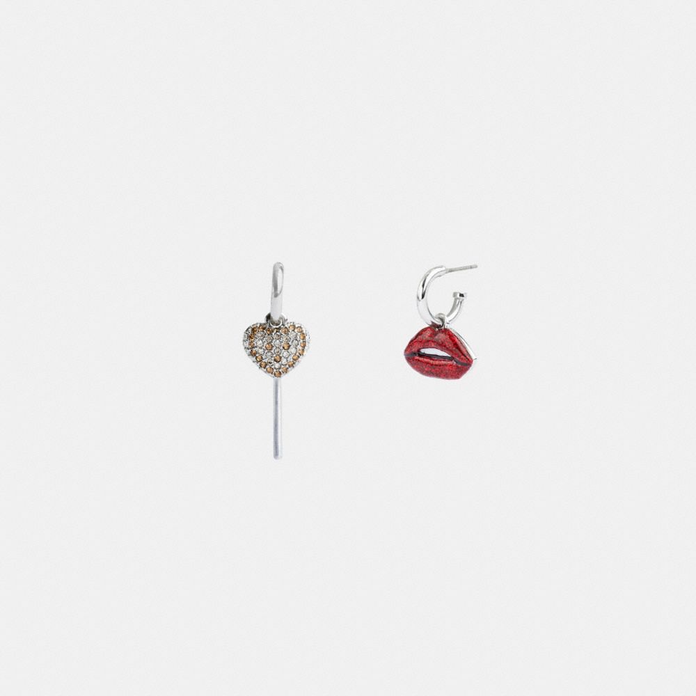 Silver/Multi Coach Lollipop And Lips Mismatch Earrings | COH866113