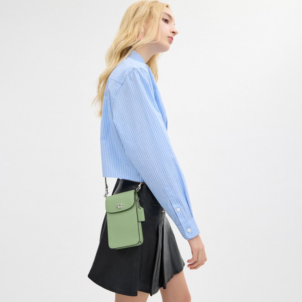 Silver/Pale Pistachio Coach Phone Crossbody Bag | COH865399