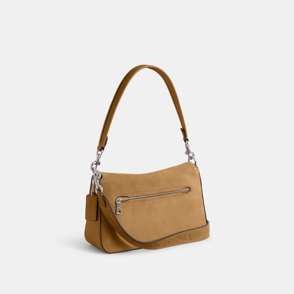 Silver/Peanut Coach Soft Tabby Shoulder Bag With Rivets And Tooling | COH864955