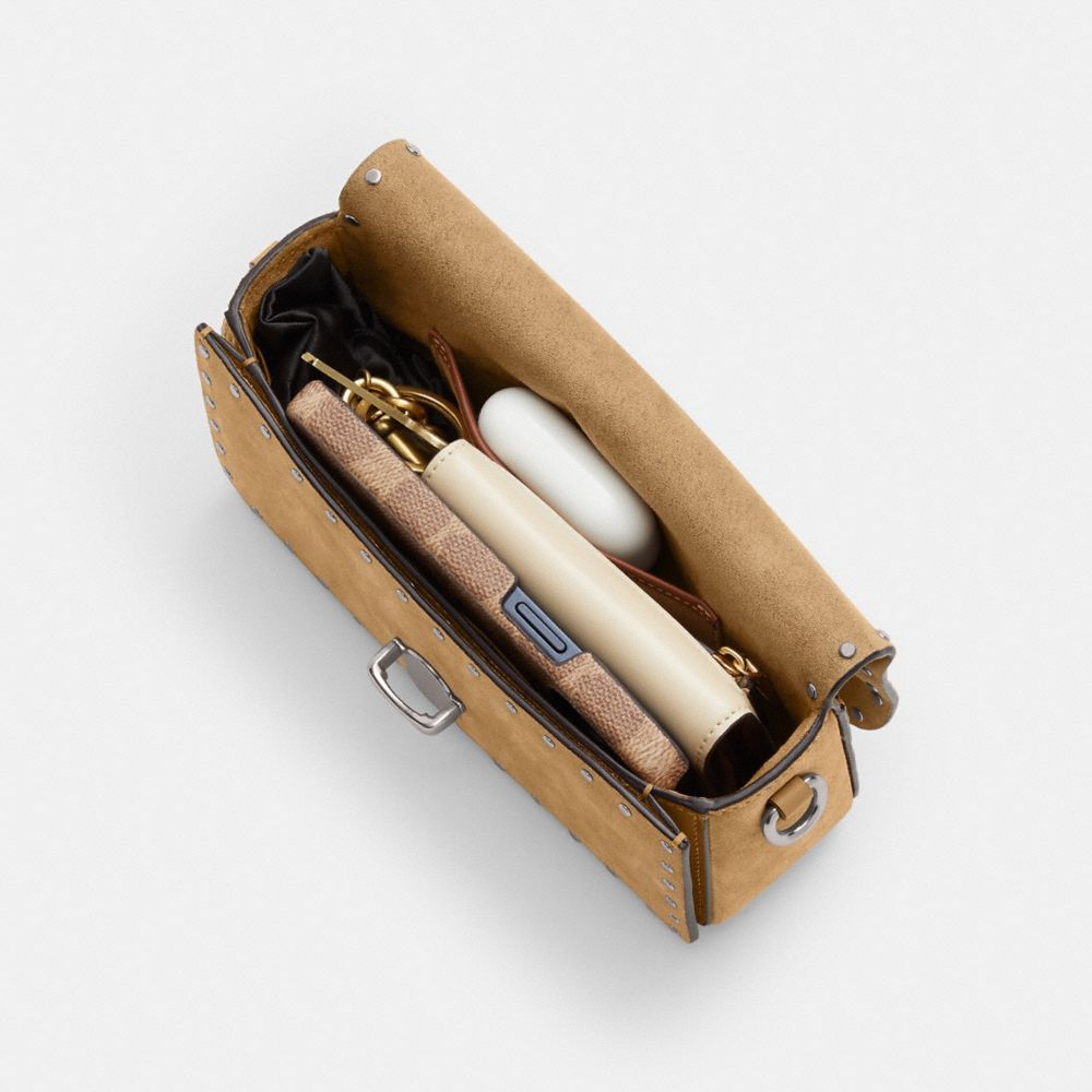 Silver/Peanut Coach Studio Baguette Bag With Rivets | COH864874