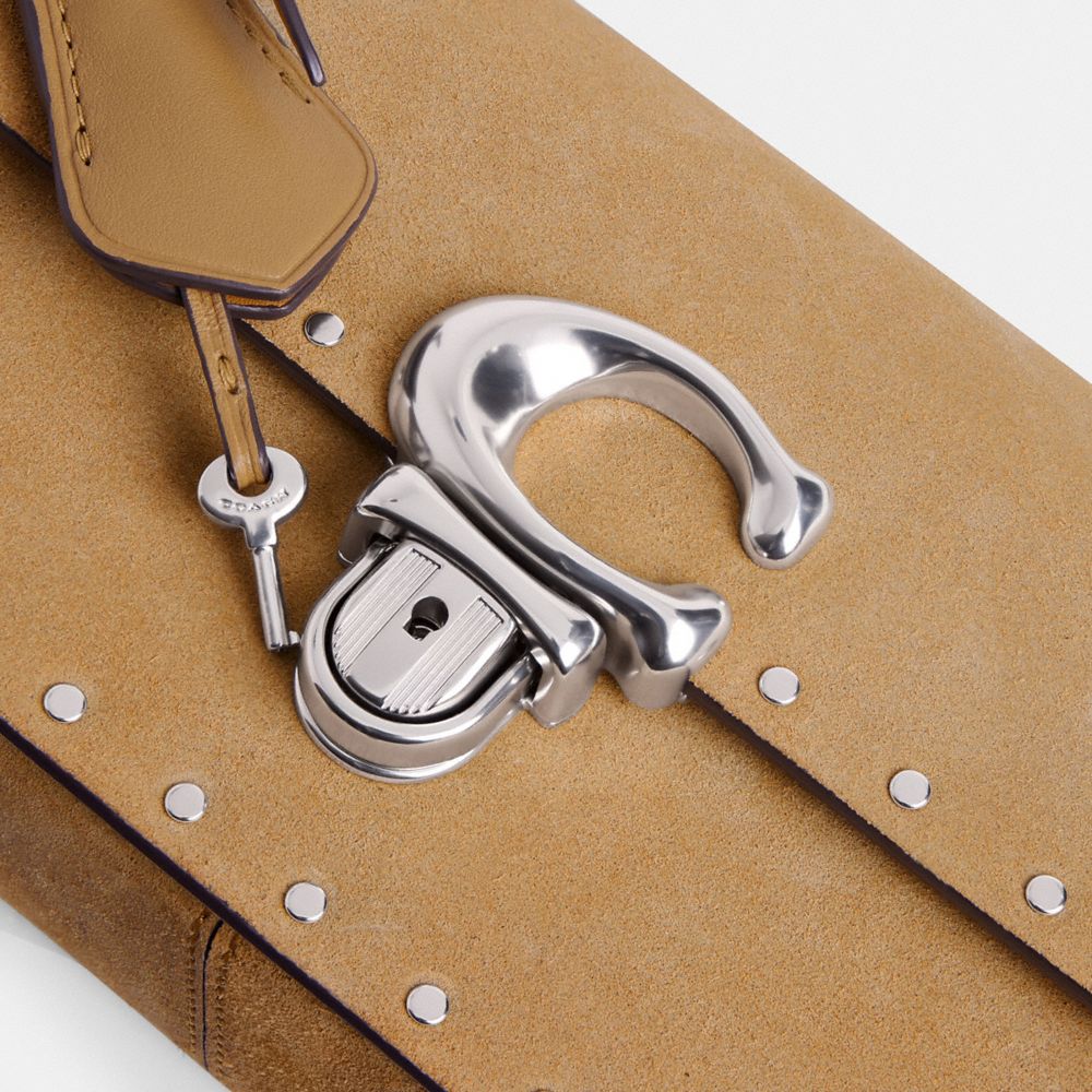 Silver/Peanut Coach Studio Baguette Bag With Rivets | COH864874