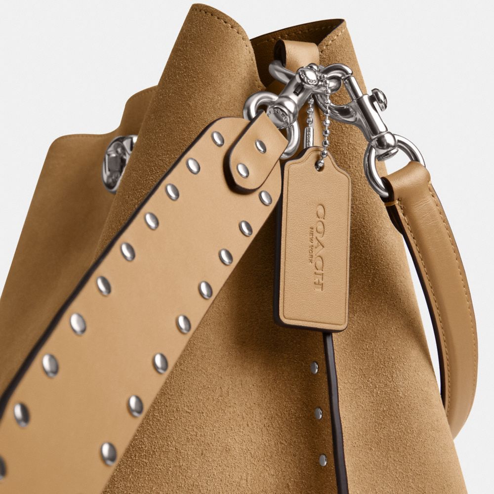 Silver/Peanut Coach Willow Shoulder Bag With Rivets | COH864953