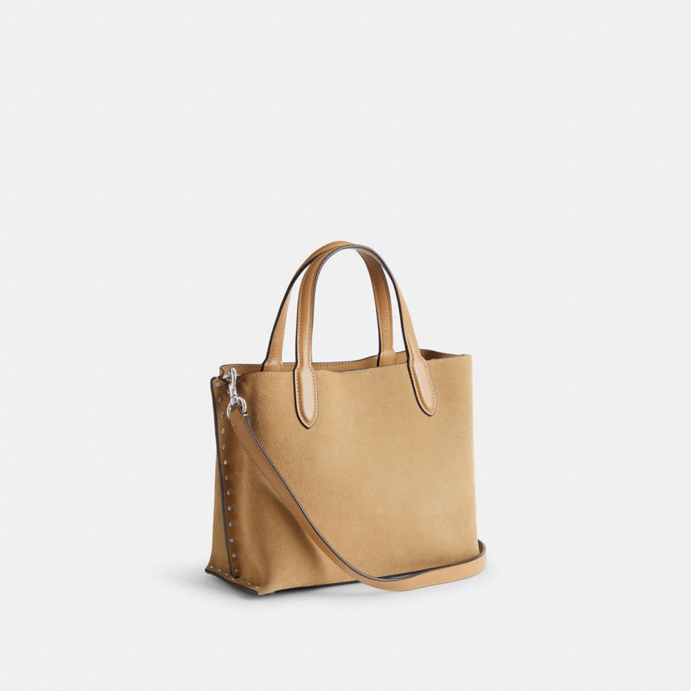 Silver/Peanut Coach Willow Tote Bag 24 With Rivets | COH865084