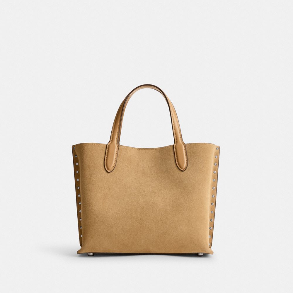 Silver/Peanut Coach Willow Tote Bag 24 With Rivets | COH865084