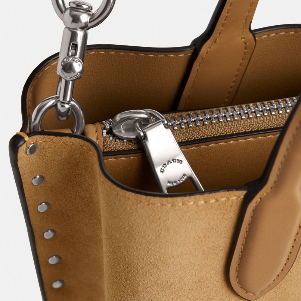 Silver/Peanut Coach Willow Tote Bag 24 With Rivets | COH865084