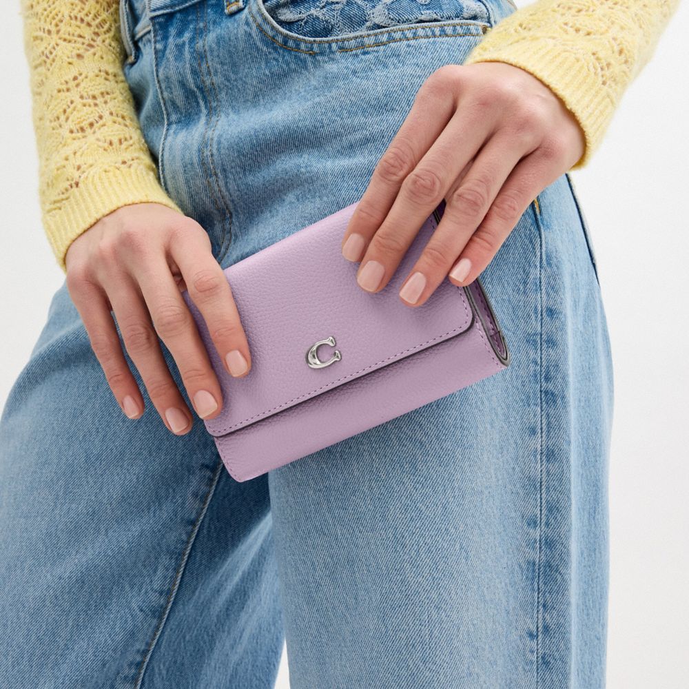 Silver/Soft Purple Multi Coach Essential Medium Flap Wallet In Colorblock | COH865506