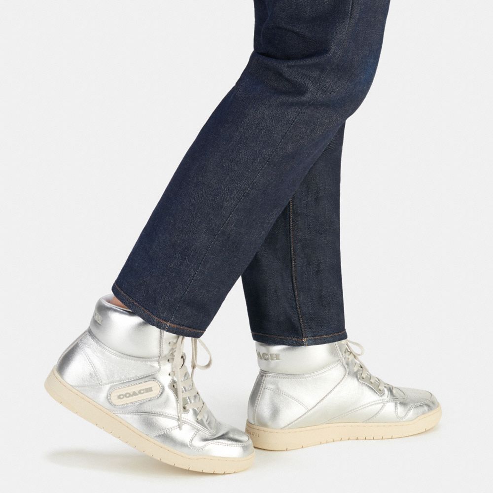 Silver Coach C202 High Top Sneaker | COH865823