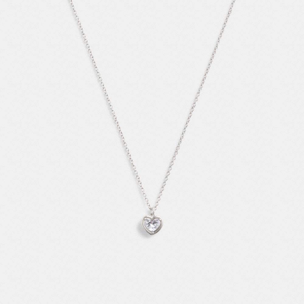 Silver Coach Halo Heart Pendant Necklace | COH866194