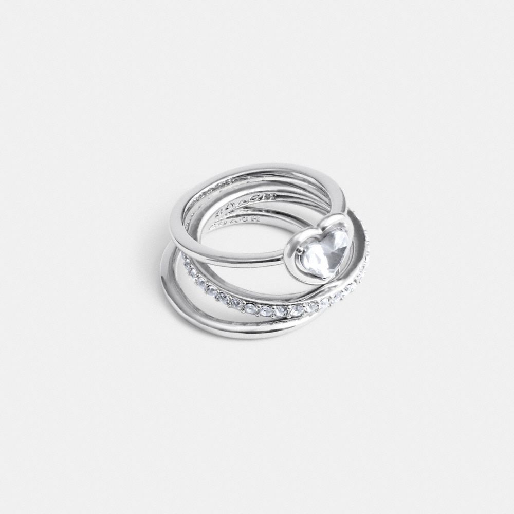 Silver Coach Halo Heart Ring Set | COH866159