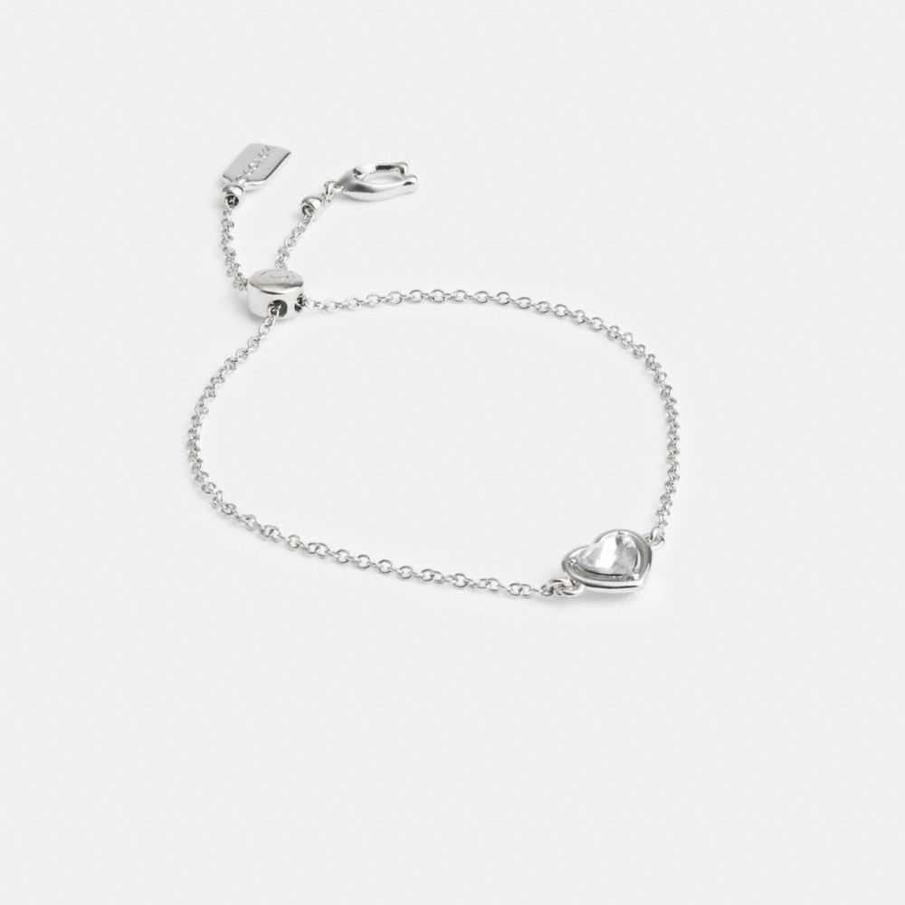 Silver Coach Halo Heart Slider Bracelet | COH866184