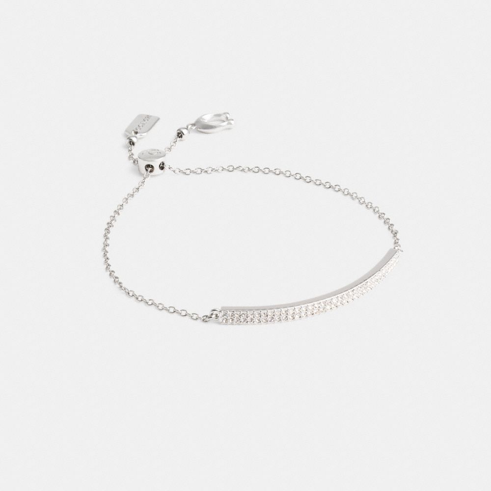Silver Coach Pavé Bar Slider Bracelet | COH866073
