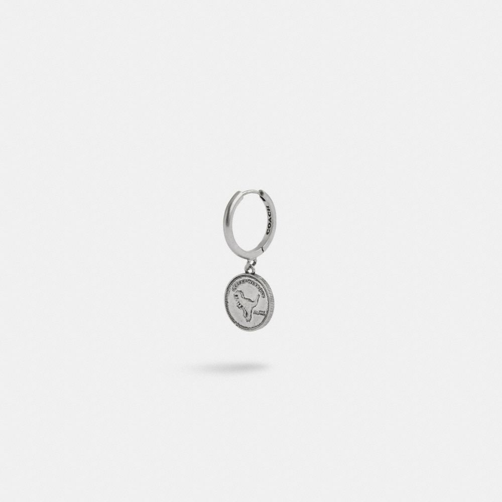Silver Coach Sterling Silver Coin Single Huggie Earring | COH867021