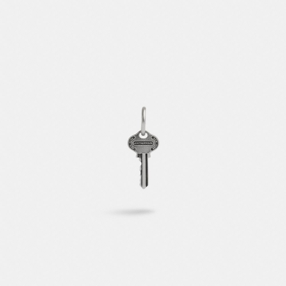 Silver Coach Sterling Silver Key Single Huggie Earring | COH867028