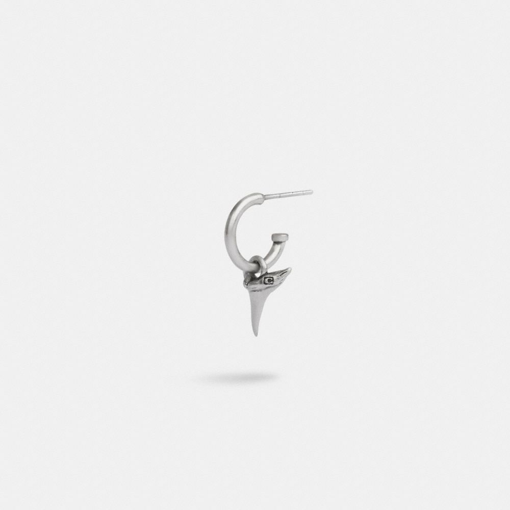 Silver Coach Sterling Silver Shark Tooth Single Huggie Earring | COH867027
