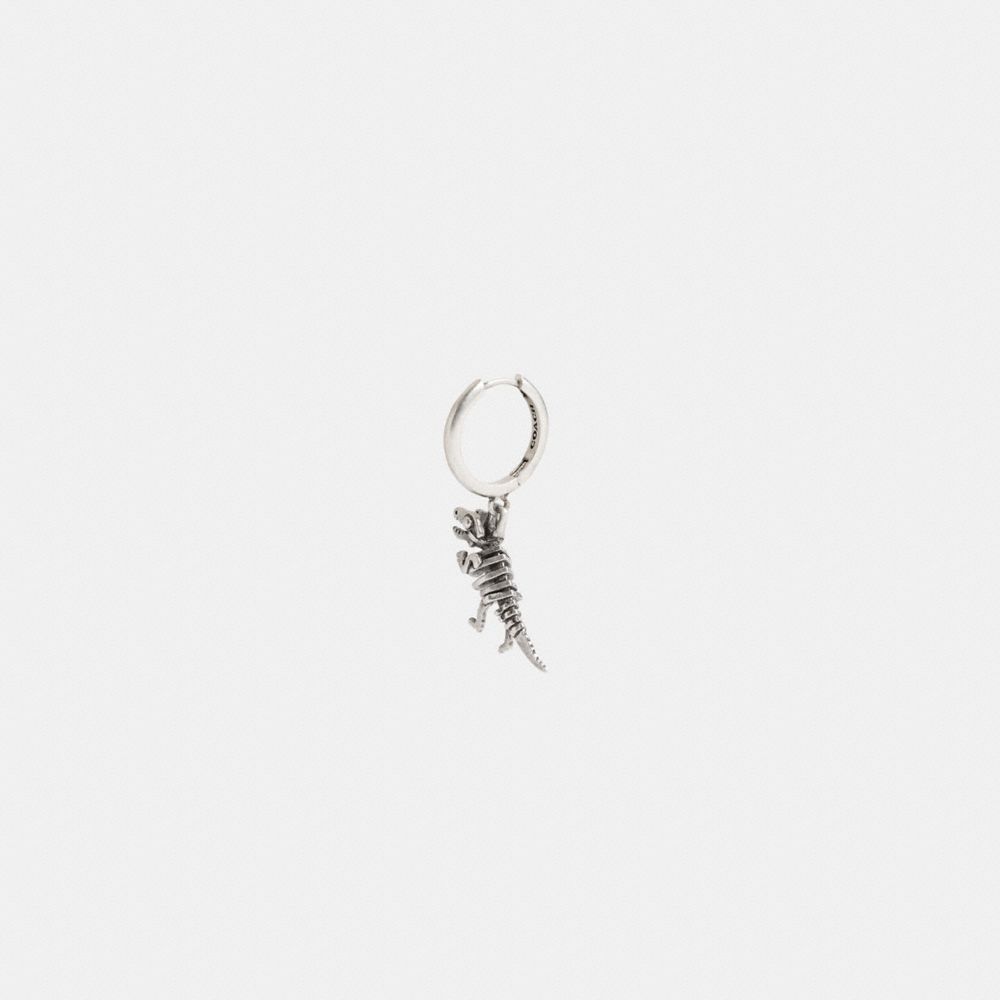Silver Coach Sterling Silver Skeletal Rexy Huggie Earring | COH867014