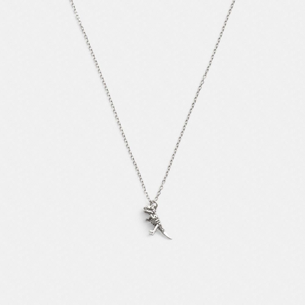 Silver Coach Sterling Silver Skeletal Rexy Pendant Necklace | COH867016