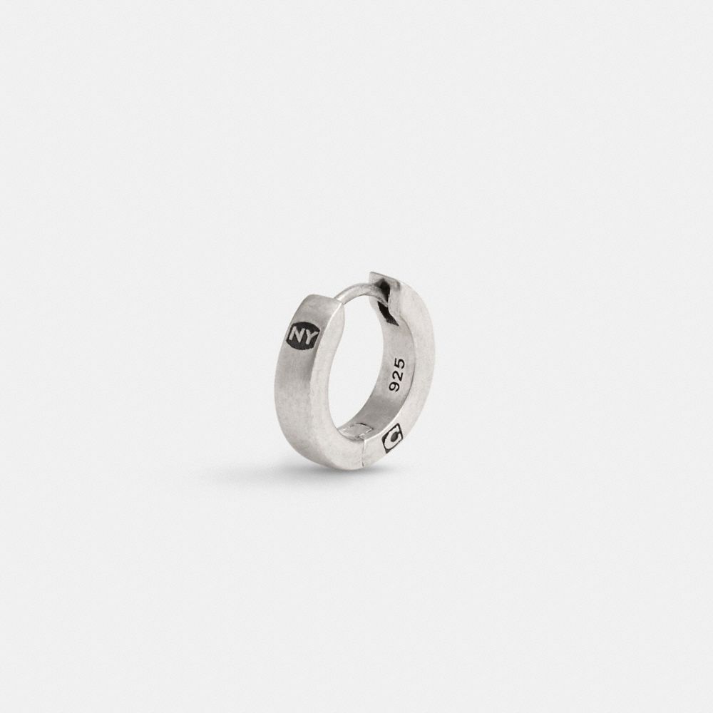 Silver Coach Sterling Silver Stamped Signature Huggie Earring | COH867017
