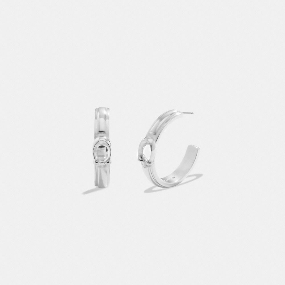 Silver Coach Tabby Hoop Earrings | COH866106