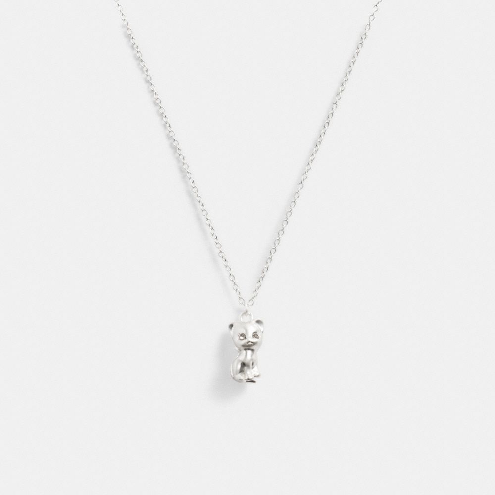 Silver Coach The Lil Nas X Drop Cat Pendant Necklace | COH866111