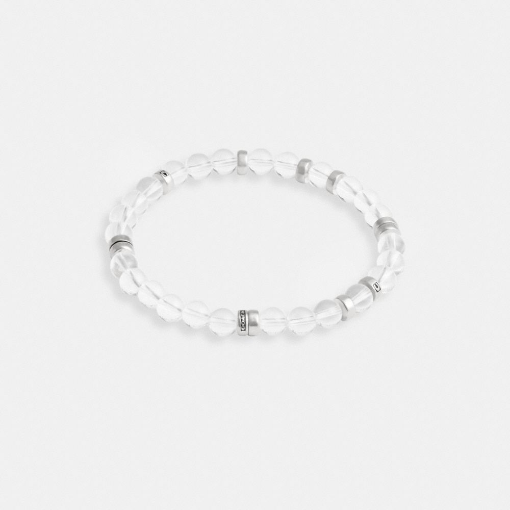 Silver & Clear Coach Clear Quartz Beaded Disk Bracelet | COH867025