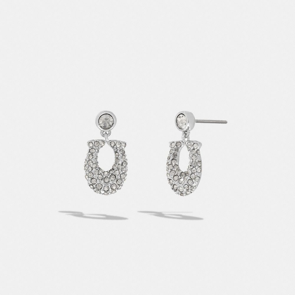 Silver & Clear Coach Signature Pavé Earrings | COH866077
