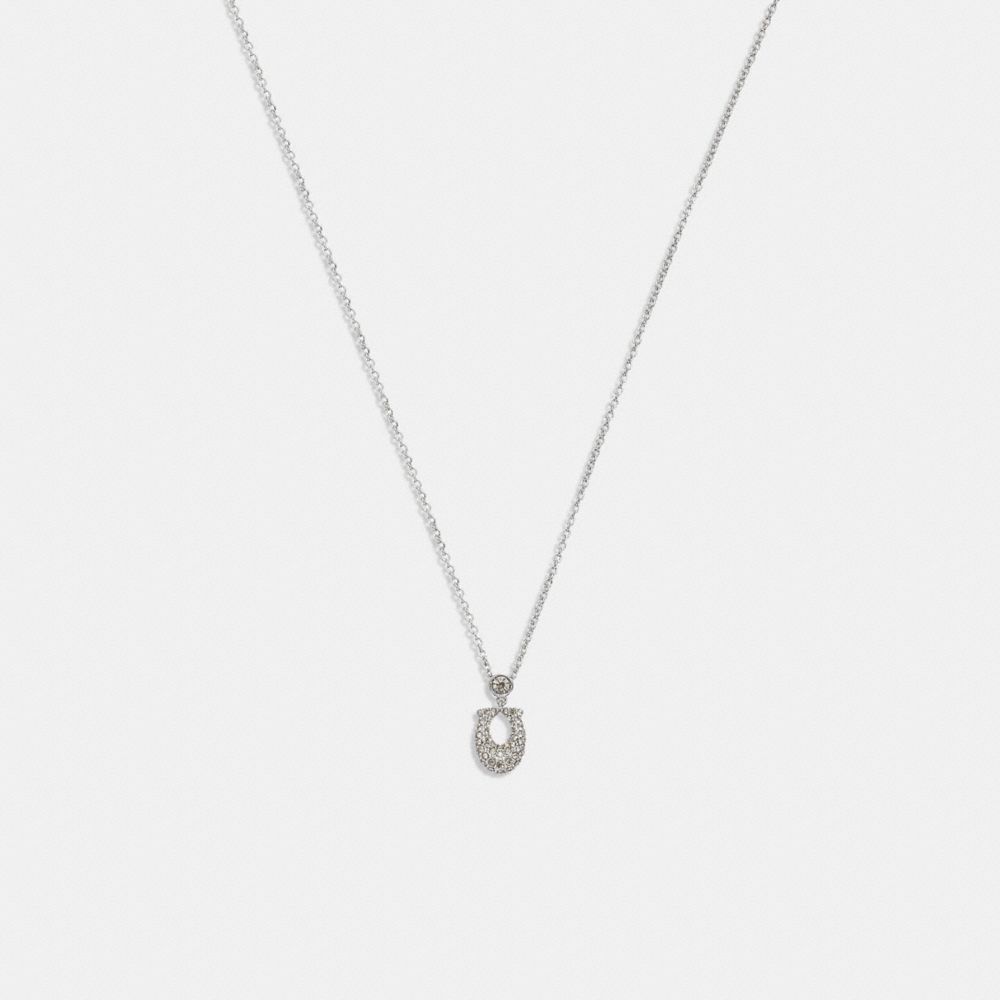 Silver & Clear Coach Signature Pavé Necklace | COH866086