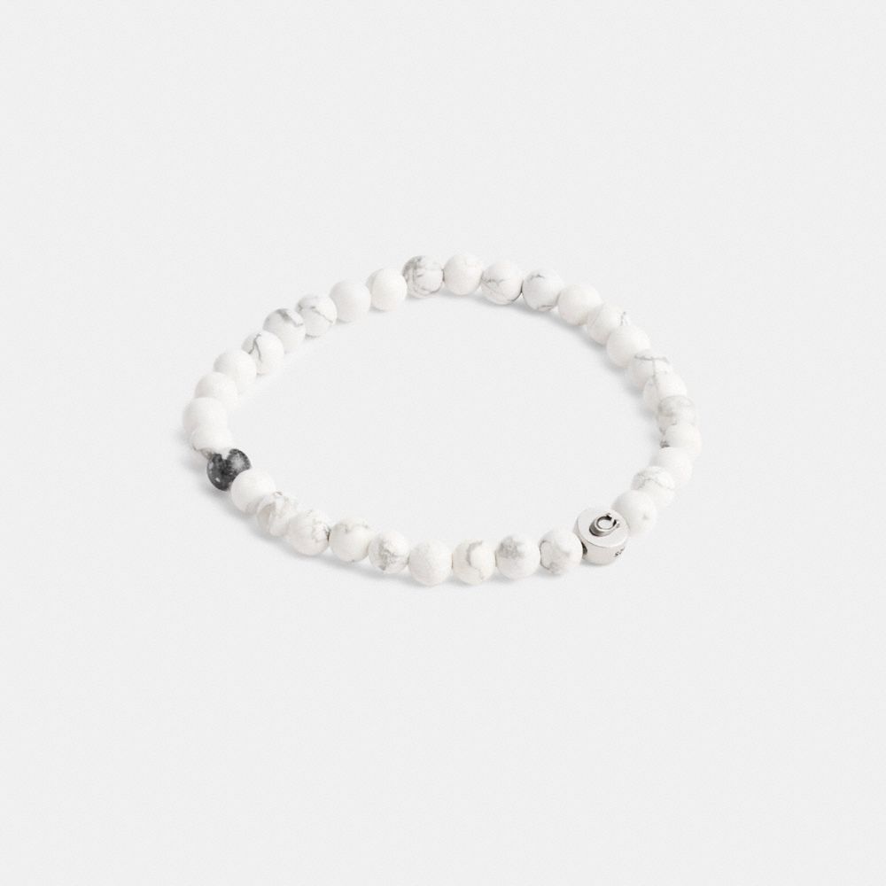 Silver & White Coach Howlite Beaded Bracelet | COH867011