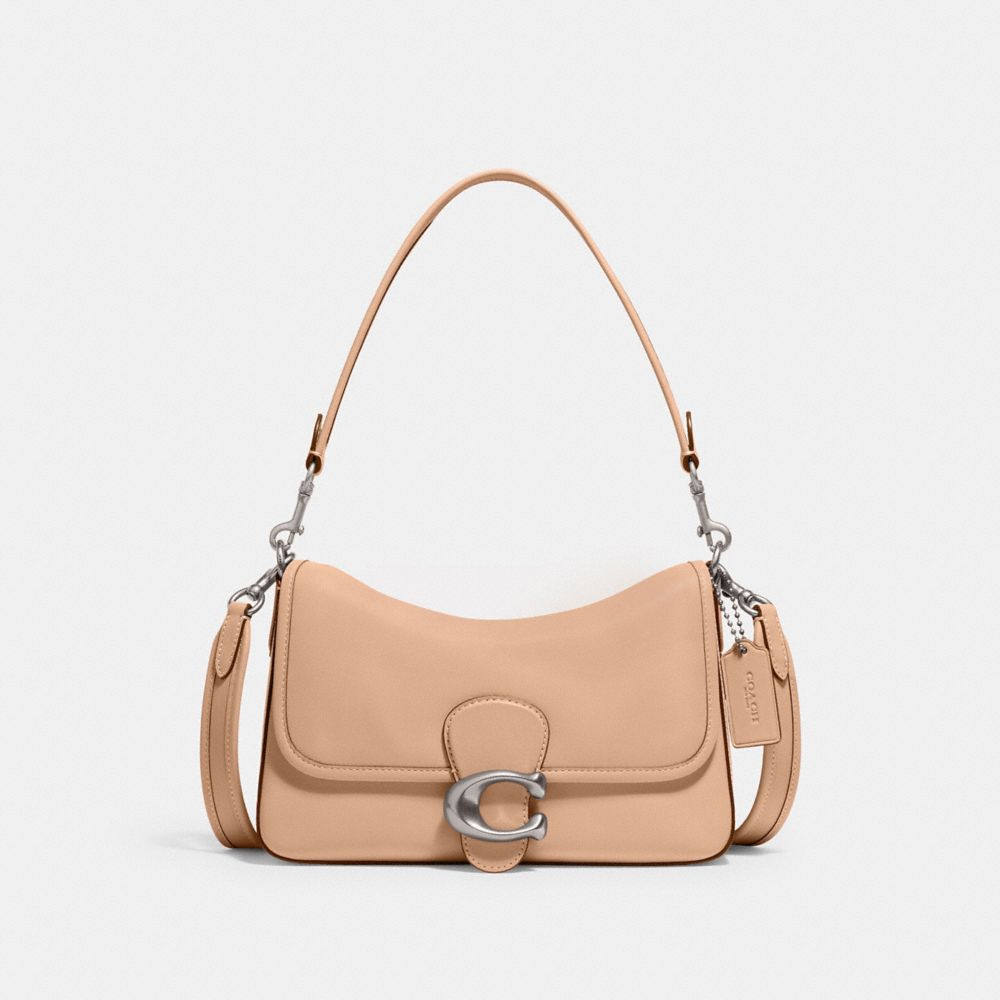 Smooth Leather/Silver/Buff Coach Soft Tabby Shoulder Bag | COH864778