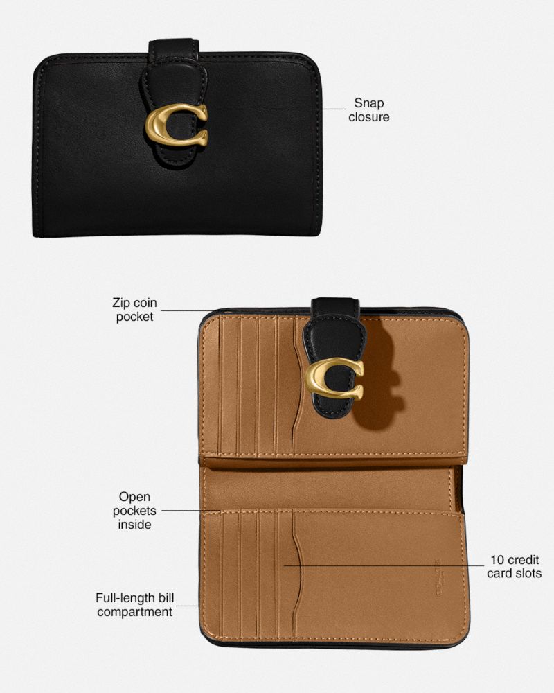 Smooth Leather/Silver/Canary Coach Tabby Medium Wallet | COH865484