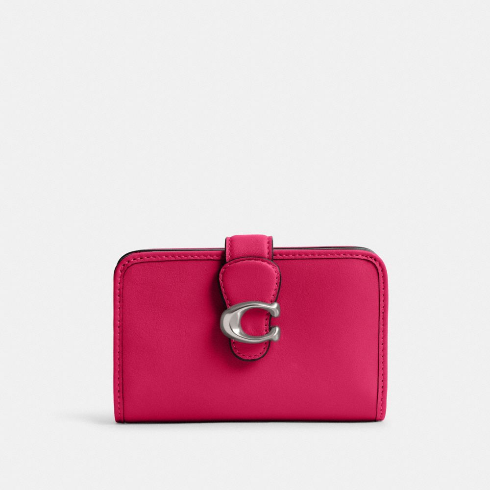 Smooth Leather/Silver/Dragonfruit Coach Tabby Medium Wallet | COH865527