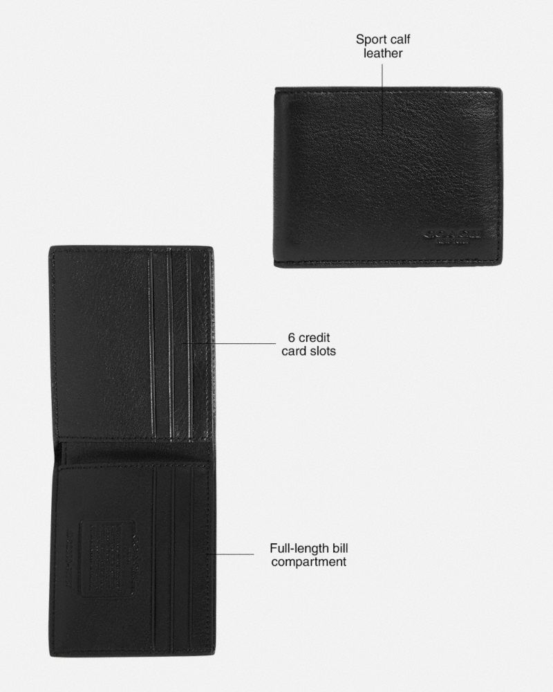 Sport Calf Leather/Mahogany Brown Coach Slim Billfold Wallet | COH866694