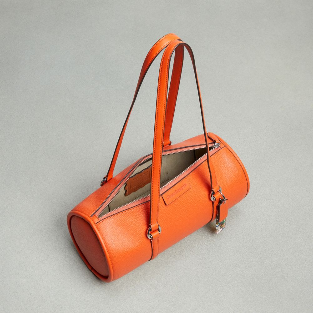 Sun Orange Coach Barrel Bag In Pebbled Coachtopia Leather | COH864727