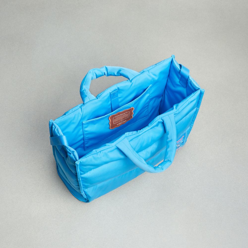Surf Blue Coach Coachtopia Loop Tote With Wavy Quilting | COH865006