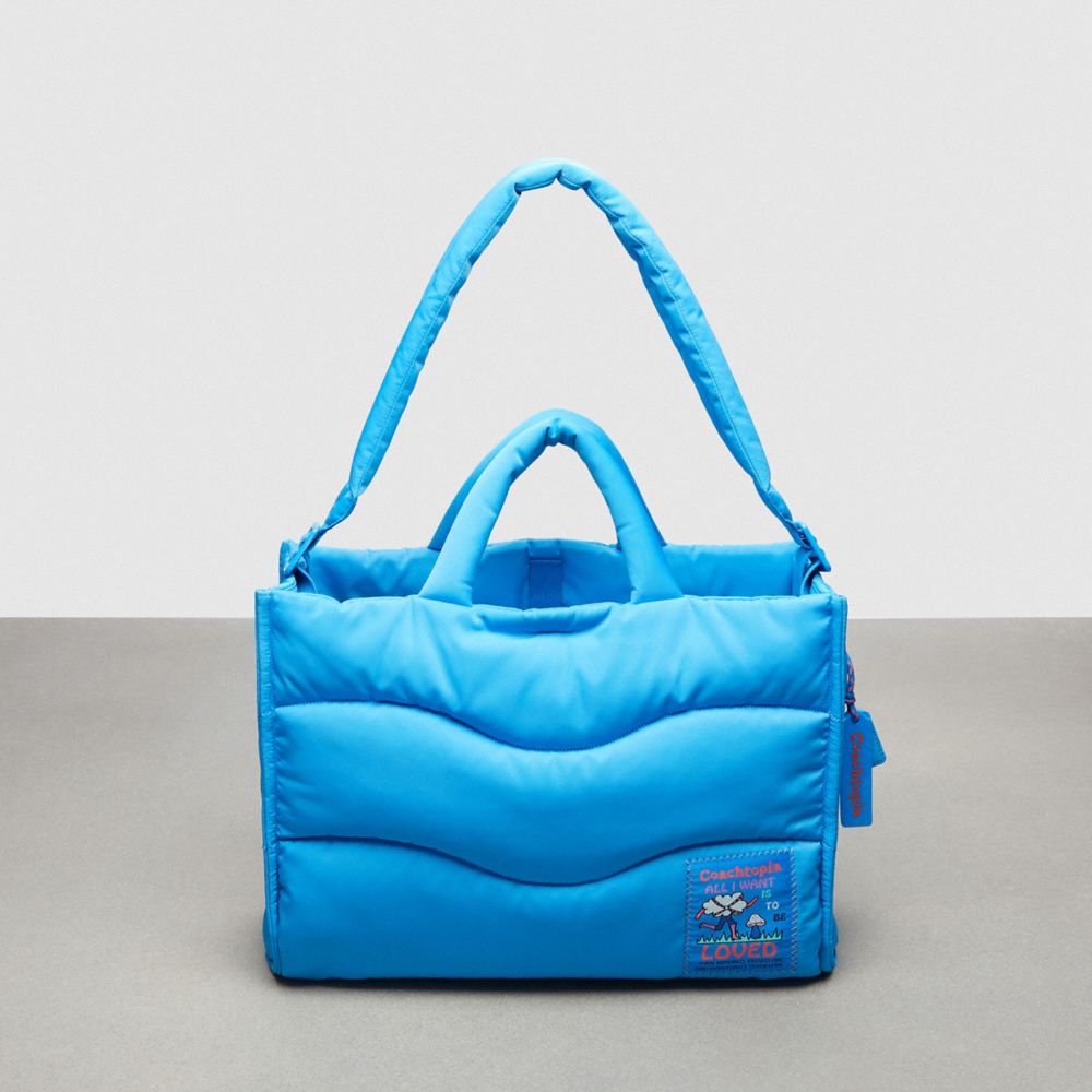 Surf Blue Coach Coachtopia Loop Tote With Wavy Quilting | COH865006