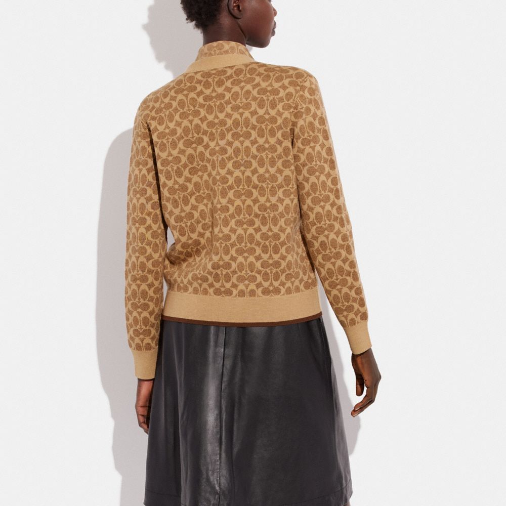 Tan Signature Coach Signature Cardigan | COH865953