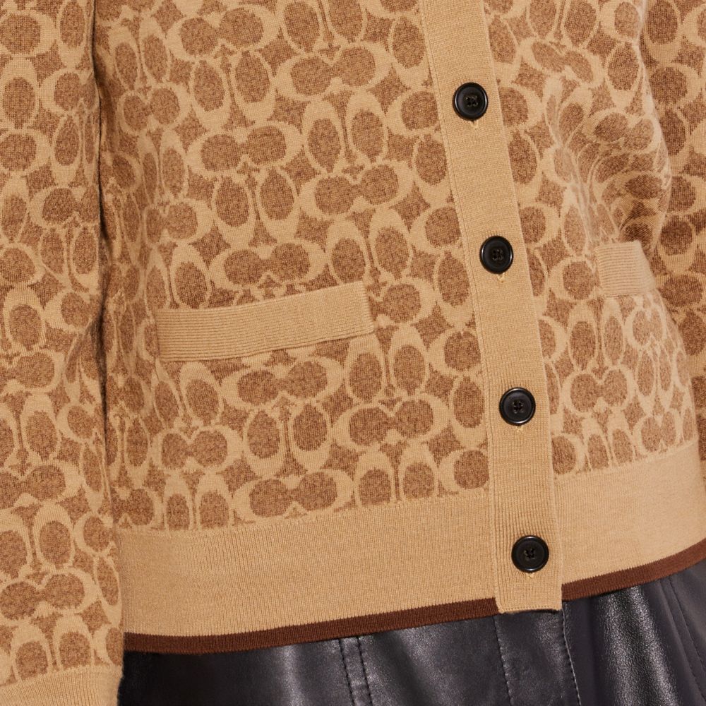 Tan Signature Coach Signature Cardigan | COH865953
