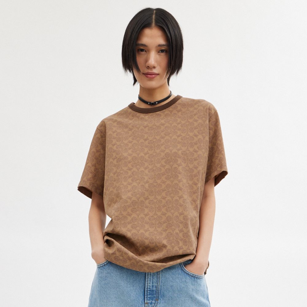 Tan Signature Coach Signature T Shirt | COH866907