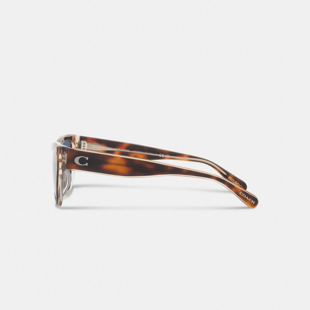 Tortoise/Crystal Coach Beveled Signature Square Cat Eye Sunglasses | COH866372