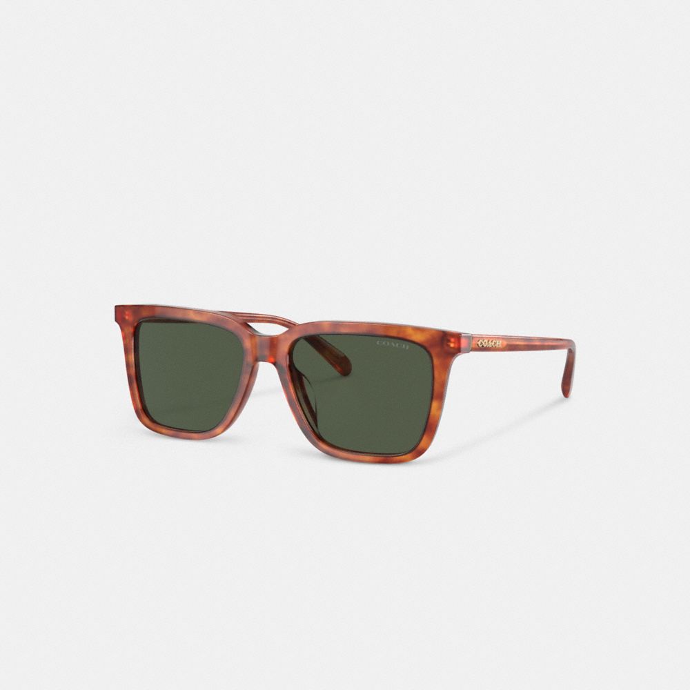 Tortoise Green Coach Signature Square Sunglasses | COH866338