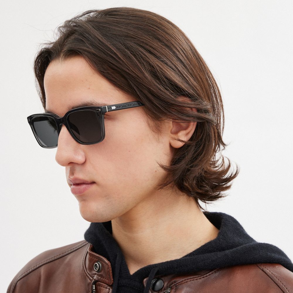 Transparent Dark Grey Coach Narrow Square Sunglasses | COH867067