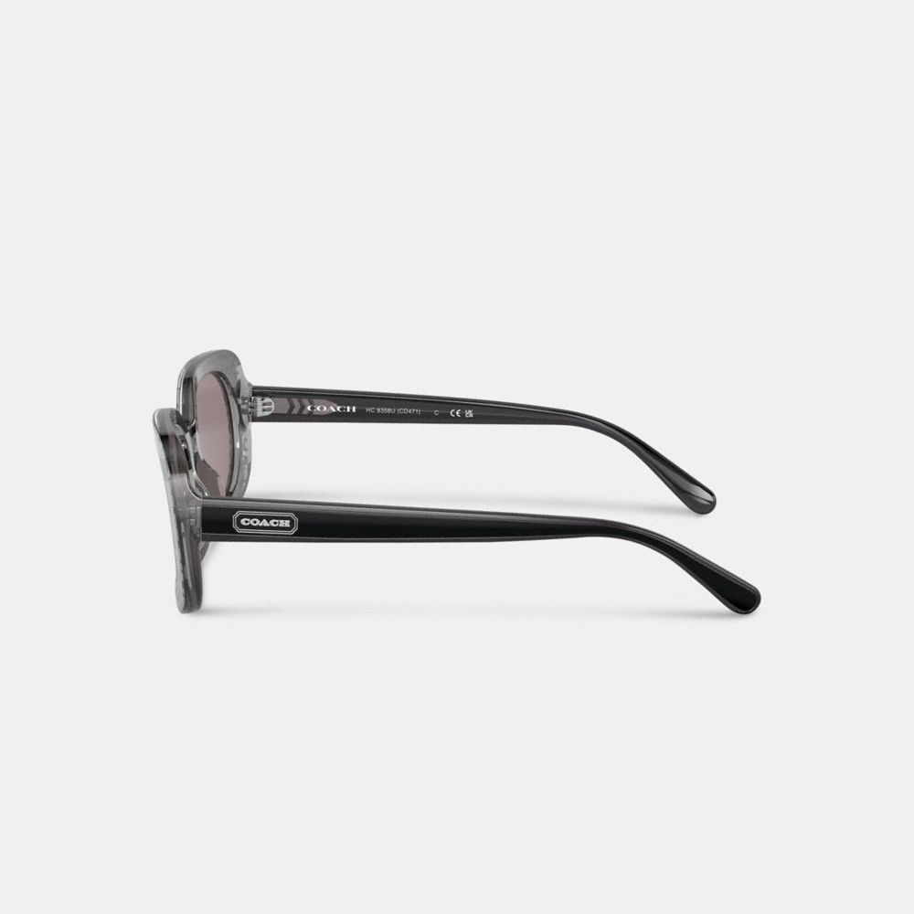 Transparent Grey Signature Coach Badge Rounded Square Sunglasses | COH866369
