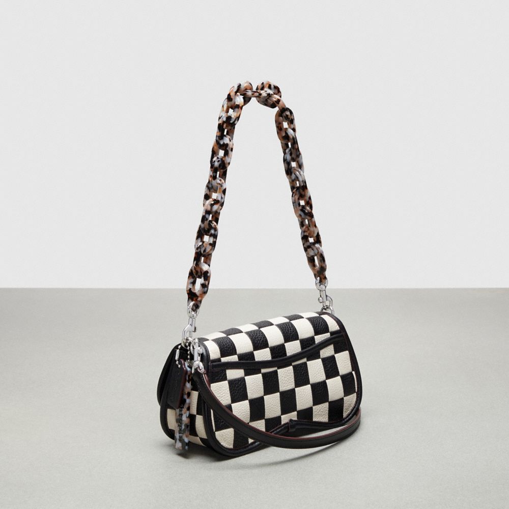 Upcrafted Leather™/Black/Chalk Coach Wavy Dinky Bag In Patchwork Checkerboard Upcrafted Leather | COH864970