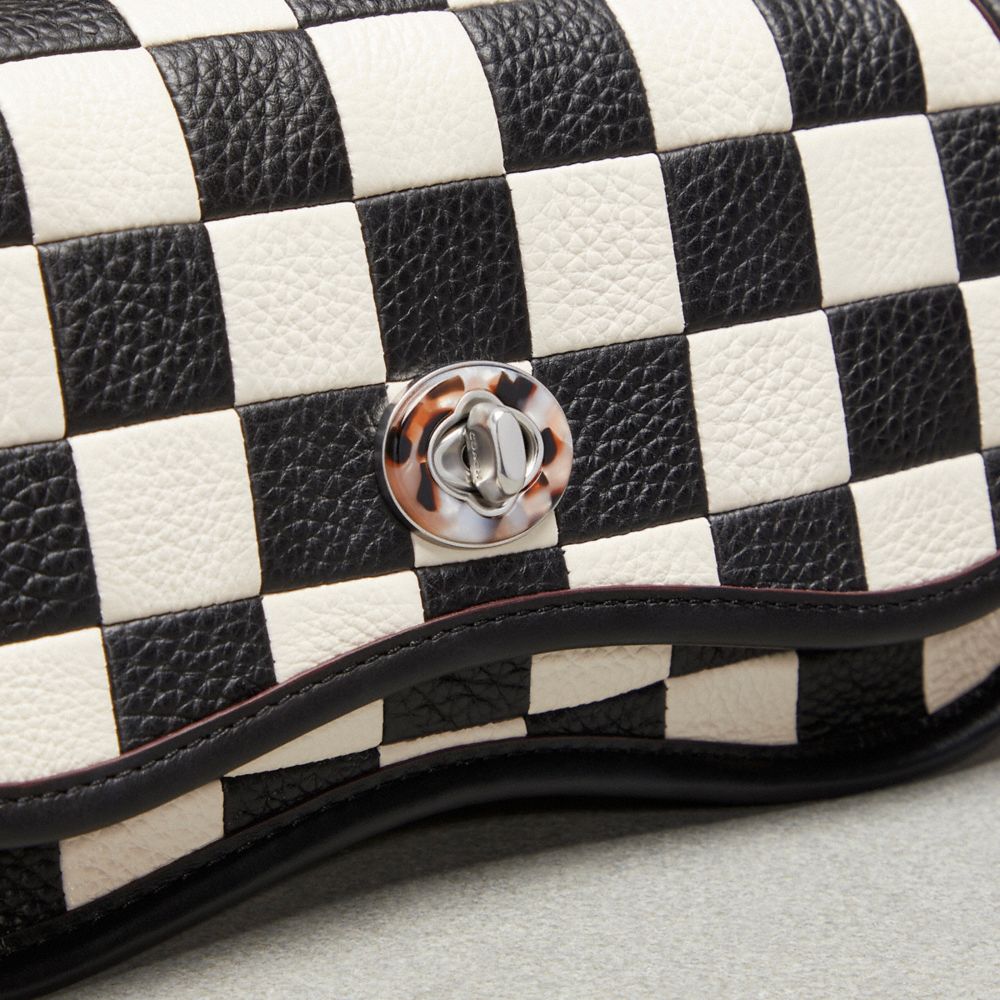 Upcrafted Leather™/Black/Chalk Coach Wavy Dinky Bag In Patchwork Checkerboard Upcrafted Leather | COH864970