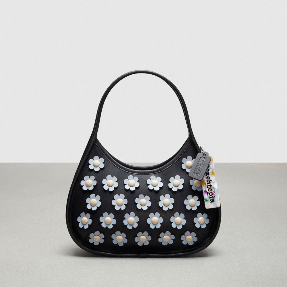 Upcrafted Leather™/Black/Ice Blue Multi Coach Ergo Bag With Mini Flower Appliqué In Upcrafted Leather | COH864897