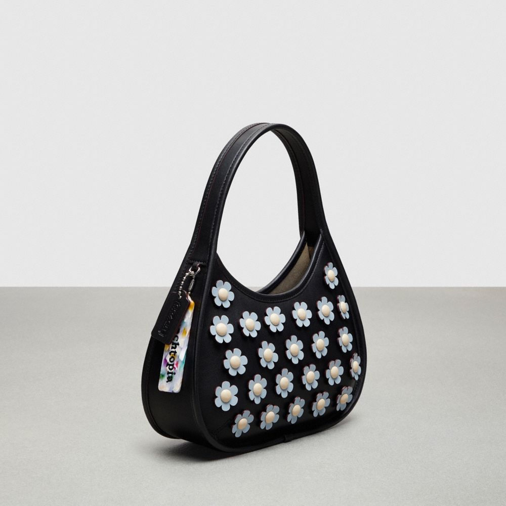 Upcrafted Leather™/Black/Ice Blue Multi Coach Ergo Bag With Mini Flower Appliqué In Upcrafted Leather | COH864897