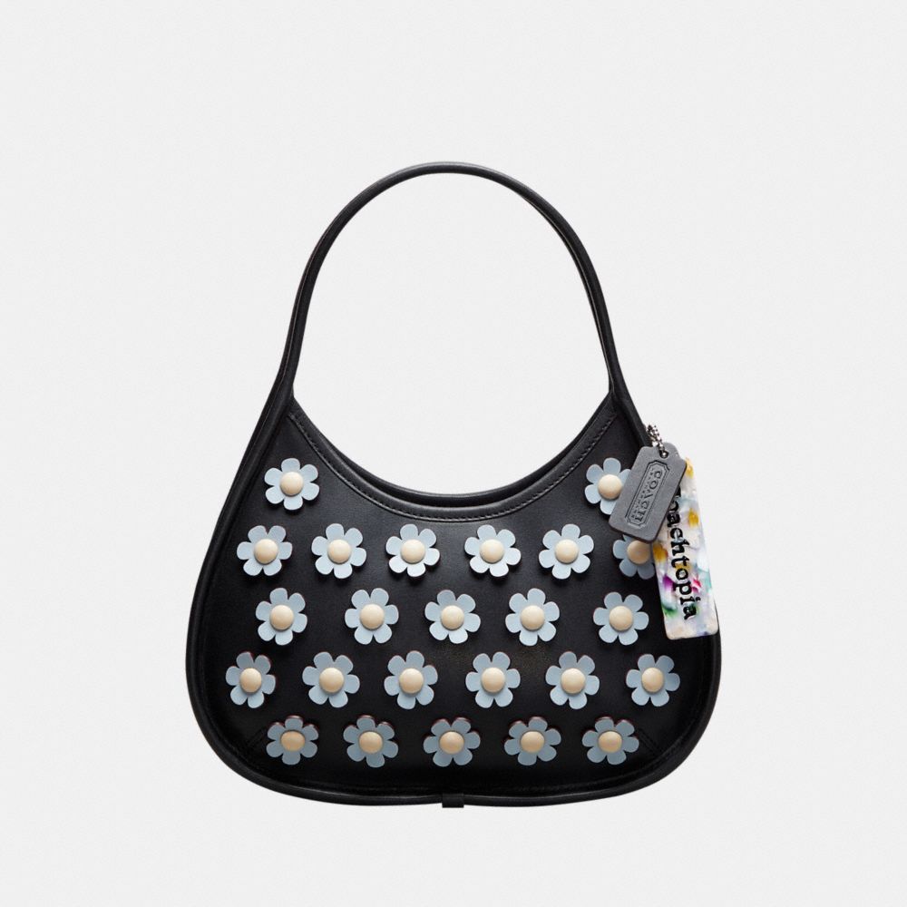 Upcrafted Leather™/Black/Ice Blue Multi Coach Ergo Bag With Mini Flower Appliqué In Upcrafted Leather | COH864897